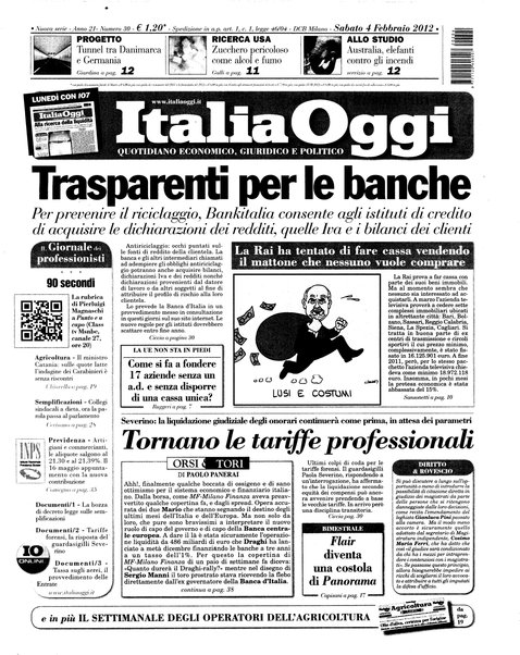 Italia oggi : quotidiano di economia finanza e politica